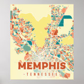 Memphis Tennessee stad kleurrijke kaart retro  Poster (Voorkant)