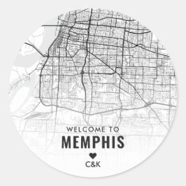 Memphis, Tennessee Stadsplattegrond | Bruiloft Wel Ronde Sticker