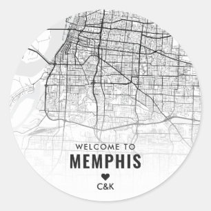 Memphis, Tennessee Stadsplattegrond   Bruiloft Wel Ronde Sticker
