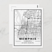 Memphis Tennessee USA Travel City Map Briefkaart (Voorkant / Achterkant)