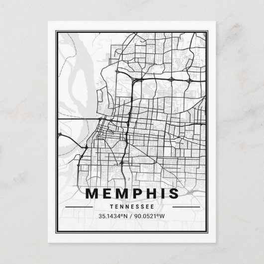 Memphis Tennessee USA Travel City Map Briefkaart (Voorkant)