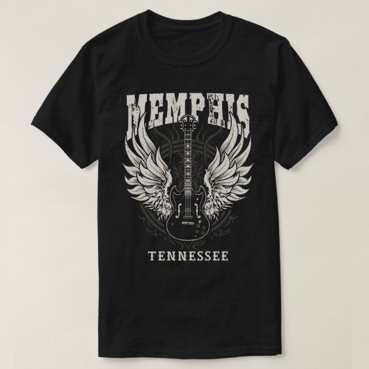 Memphis Tennessee Verdrietige gitaar Angel Wings M T-shirt (Design voorkant)