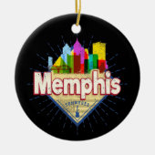 Memphis Tennessee Verenigde Staten Retro Skyline Keramisch Ornament (Voorkant)