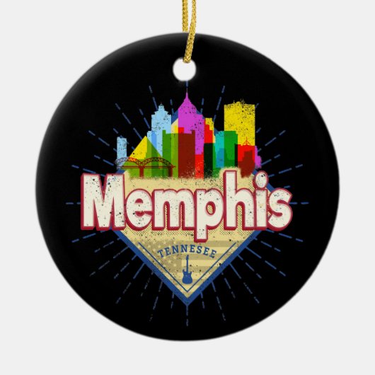 Memphis Tennessee Verenigde Staten Retro Skyline Keramisch Ornament (Voorkant)