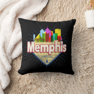 Memphis Tennessee Verenigde Staten Retro Skyline Kussen