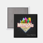Memphis Tennessee Verenigde Staten Retro Skyline Magneet (Voorkant / Achterkant)