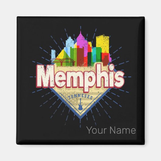 Memphis Tennessee Verenigde Staten Retro Skyline Magneet (Voorkant)