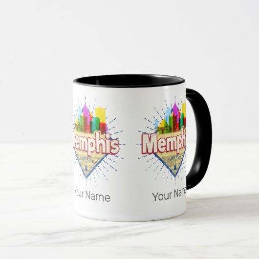 Memphis Tennessee Verenigde Staten Retro Skyline Mok (Voorkant rechts)