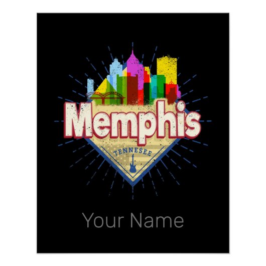 Memphis Tennessee Verenigde Staten Retro Skyline Perfect Poster (Voorkant)