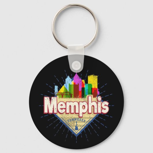 Memphis Tennessee Verenigde Staten Retro Skyline Sleutelhanger (Voorkant)
