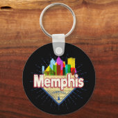 Memphis Tennessee Verenigde Staten Retro Skyline Sleutelhanger (Voorkant)