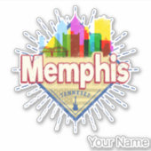 Memphis Tennessee Verenigde Staten Retro Skyline Sticker (Voorkant)