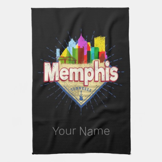 Memphis Tennessee Verenigde Staten Retro Skyline Theedoek (Verticaal)