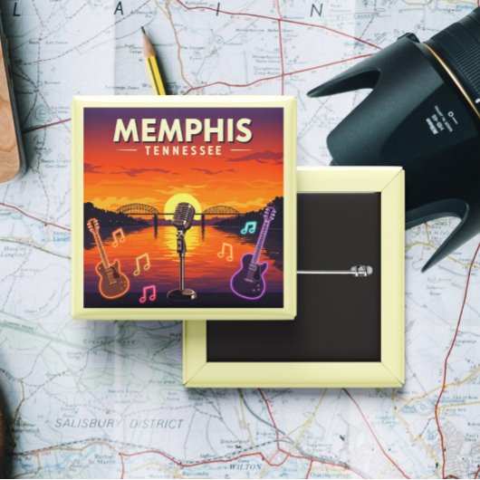  Memphis Tennessee Vierkante Button 5,1 Cm