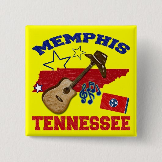 Memphis, Tennessee Vierkante Button 5,1 Cm (Voorkant)