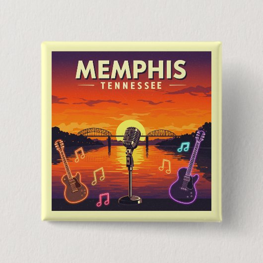  Memphis Tennessee Vierkante Button 5,1 Cm (Voorkant)