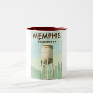 Memphis Tennessee vintage reisposter Tweekleurige Koffiemok