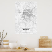 Memphis, Tennessee (zwart op wit) Poster (Keuken)