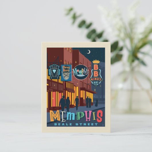 Memphis, TN | Beale Street Neon Briefkaart (Staand voorkant)