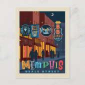 Memphis, TN | Beale Street Neon Briefkaart (Voorkant)