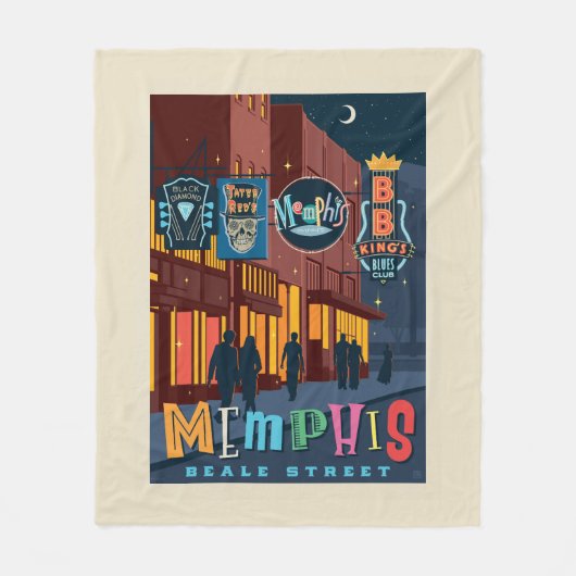 Memphis, TN | Beale Street Neon Fleece Deken (Voorkant)