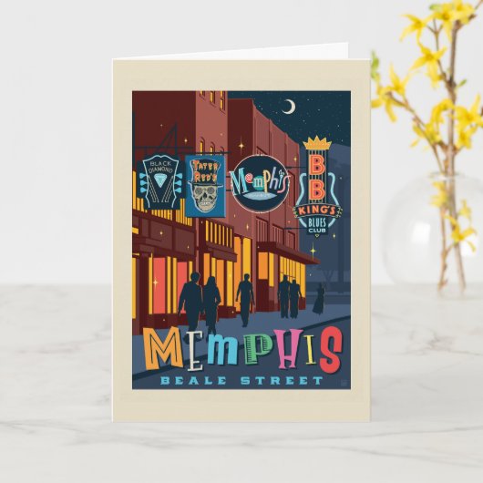 Memphis, TN | Beale Street Neon Kaart (Gele Bloem)