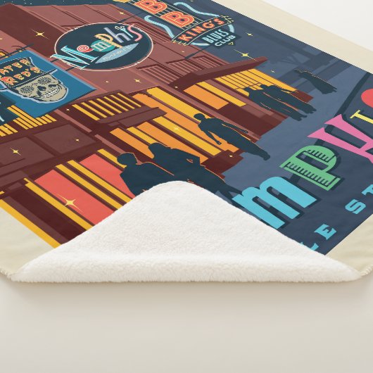 Memphis, TN | Beale Street Neon Sherpa Deken (3/4)