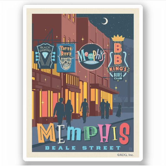 Memphis, TN | Beale Street Neon Sticker (Voorkant)