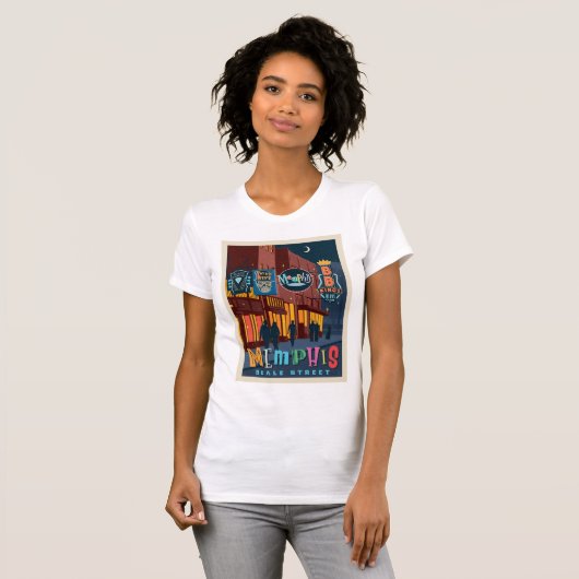 Memphis, TN | Beale Street Neon T-shirt (Voorkant volledig)