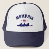 "Memphis TN Embroidered – Classic Skyline  Trucker Pet (Voorkant)