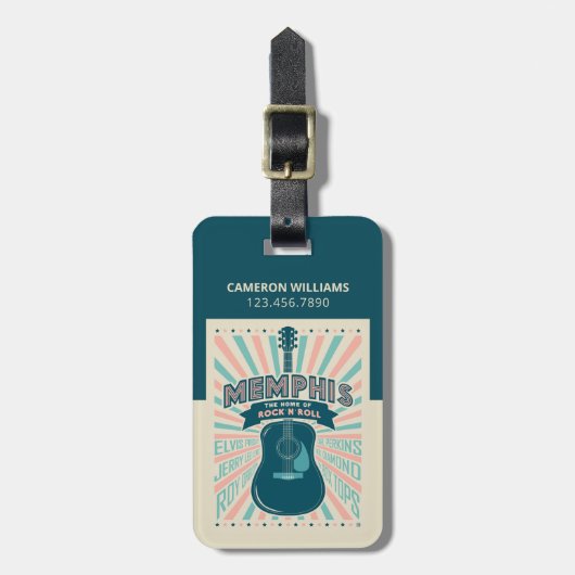 Memphis, TN: Gitaarserie | rock-'n-roll Bagagelabel (Voorkant verticaal)