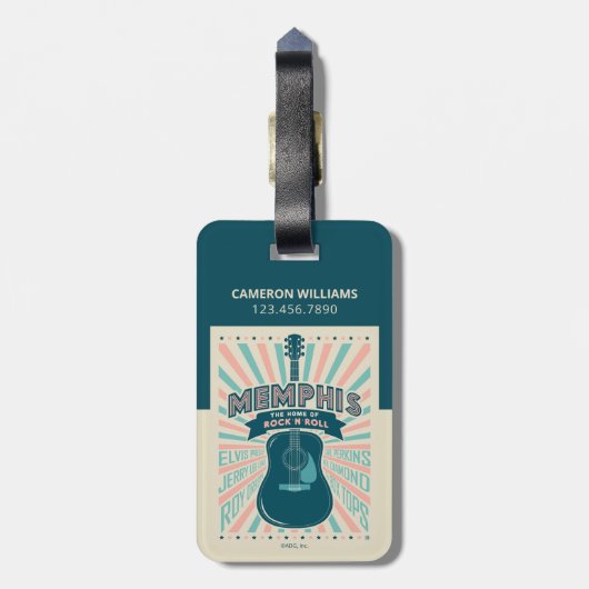 Memphis, TN: Gitaarserie | rock-'n-roll Bagagelabel (Achterkant verticaal)