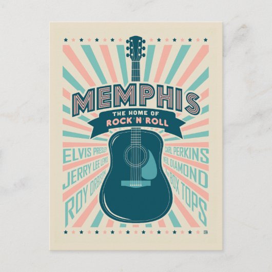 Memphis, TN: Gitaarserie | rock-'n-roll Briefkaart (Voorkant)