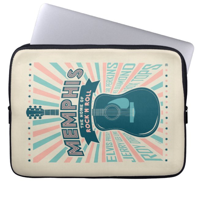 Memphis, TN: Gitaarserie | rock-'n-roll Laptop Sleeve (Voorkant)