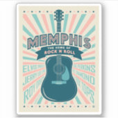 Memphis, TN: Gitaarserie | rock-'n-roll Sticker (Voorkant)