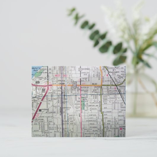 MEMPHIS, TN Map Briefkaart (Staand voorkant)