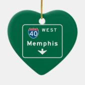 Memphis, TN-verkeersteken Keramisch Ornament (Achterkant)