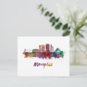 Memphis V2 skyline in watercolor Briefkaart (Staand voorkant)