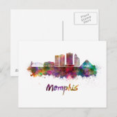 Memphis V2 skyline in watercolor Briefkaart (Voorkant / Achterkant)