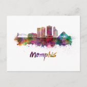 Memphis V2 skyline in watercolor Briefkaart (Voorkant)