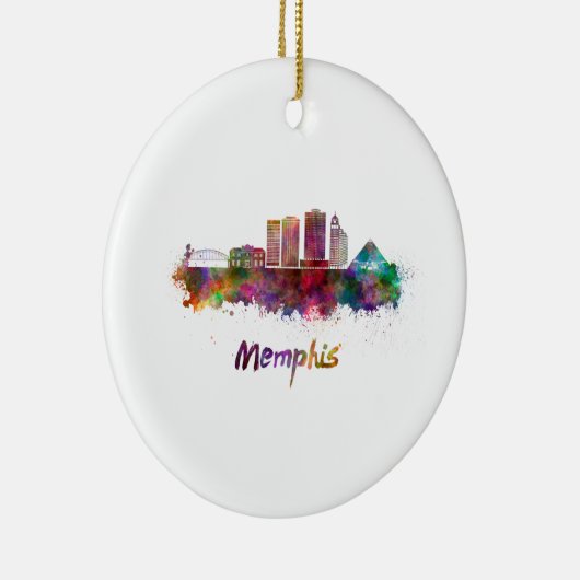 Memphis V2 skyline in waterverf Keramisch Ornament (Rechts)
