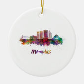 Memphis V2 skyline in waterverf Keramisch Ornament (Voorkant)