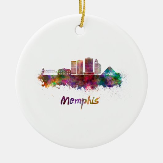 Memphis V2 skyline in waterverf Keramisch Ornament (Voorkant)