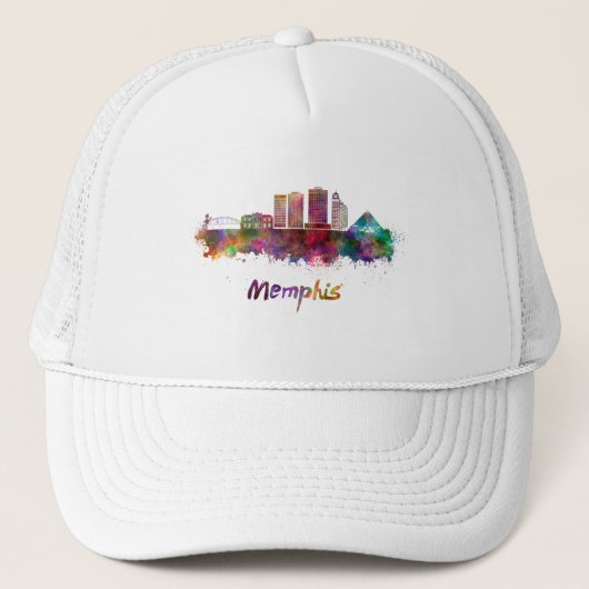 Memphis V2 skyline in waterverf Trucker Pet (Voorkant)