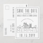 Memphis Wedding | Gestileerde skyline De datum ops Briefkaart (Voorkant / Achterkant)