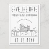 Memphis Wedding | Gestileerde skyline De datum ops Briefkaart (Voorkant)