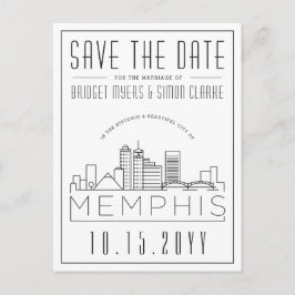 Memphis Wedding | Gestileerde skyline De datum ops Briefkaart