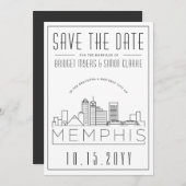 Memphis Wedding | Gestileerde skyline De datum ops Kaart (Voorkant / Achterkant)