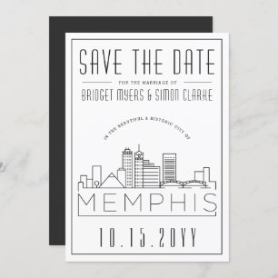 Memphis Wedding   Gestileerde skyline De datum ops Kaart