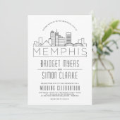 Memphis Wedding | Gestileerde Skyline uitnodiging (Staand voorkant)
